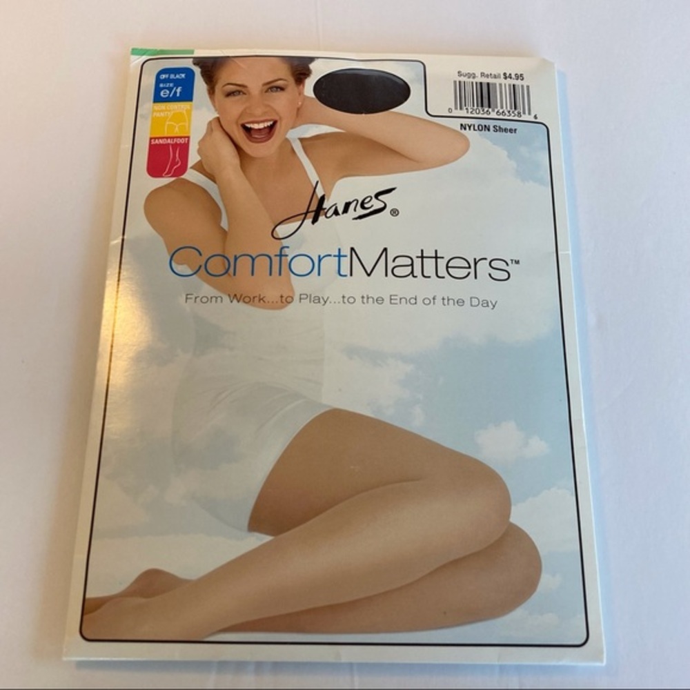 HANES Women’s Comfort Matters Sheer Nylons Non Control Sandalfoot Off Black ef